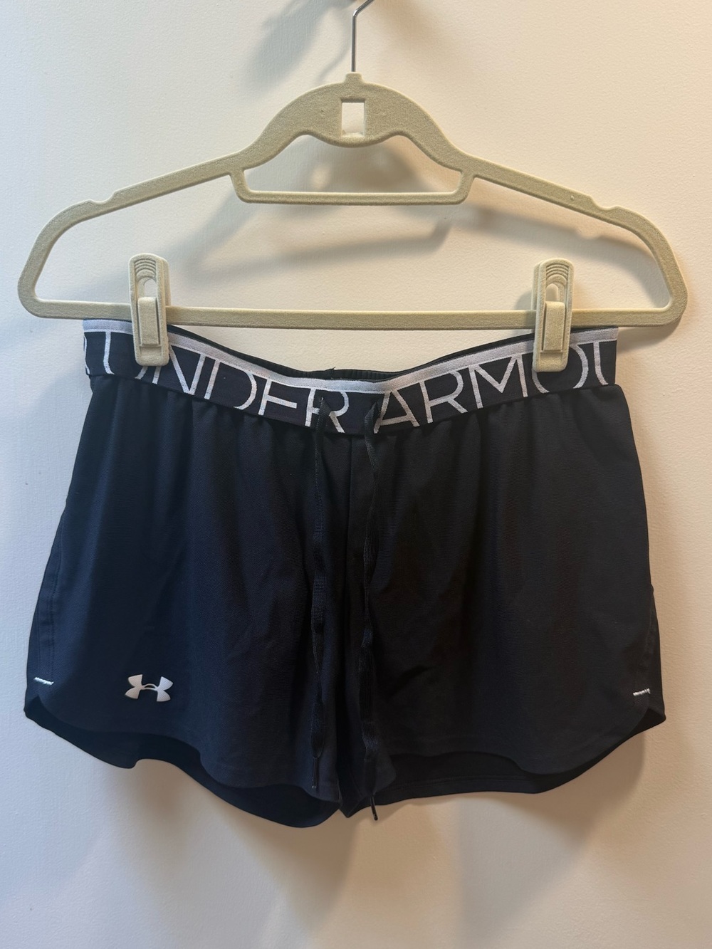 Under Armour Womens Black Logo-Waist Athletic Shorts